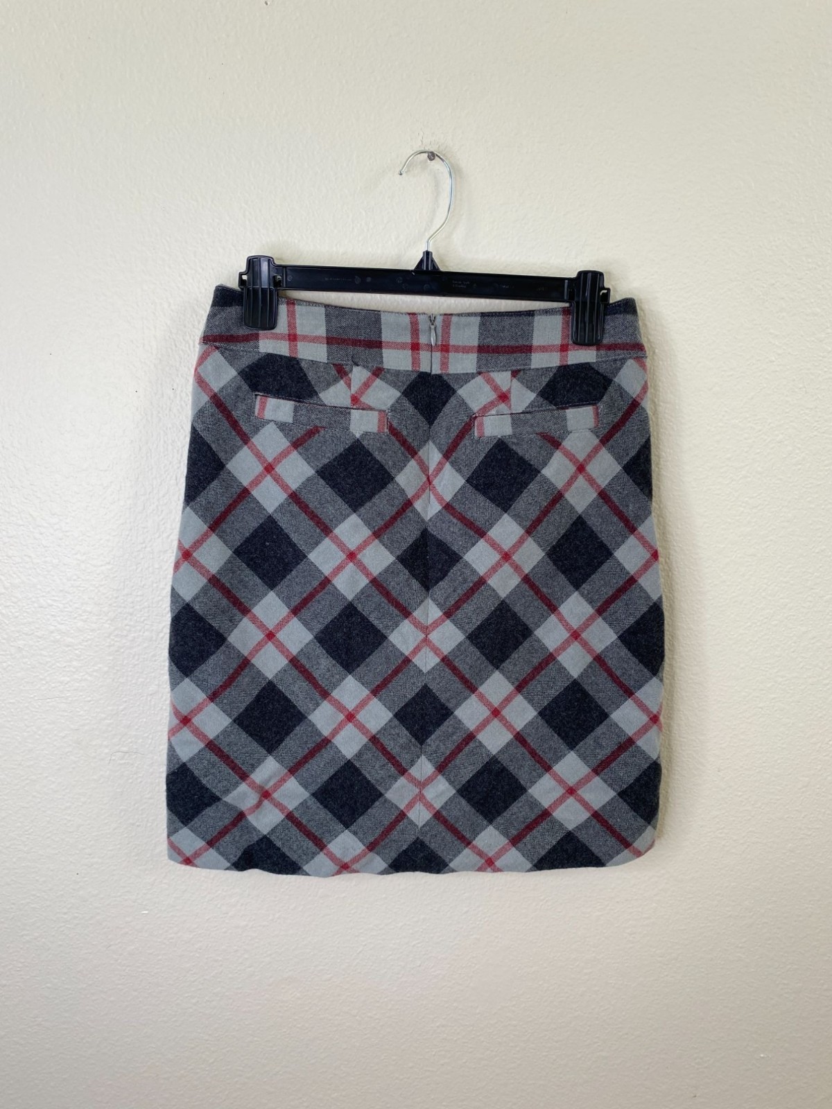 Merona Womens Gray Plaid Acrylic Blend Mini Skirt 2 Acrylic Blend Fully Lined