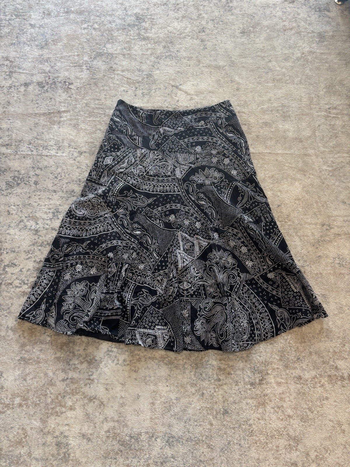 Charter Club Women’s Black White Paisley Pleated Satin A-Line Skirt 12P