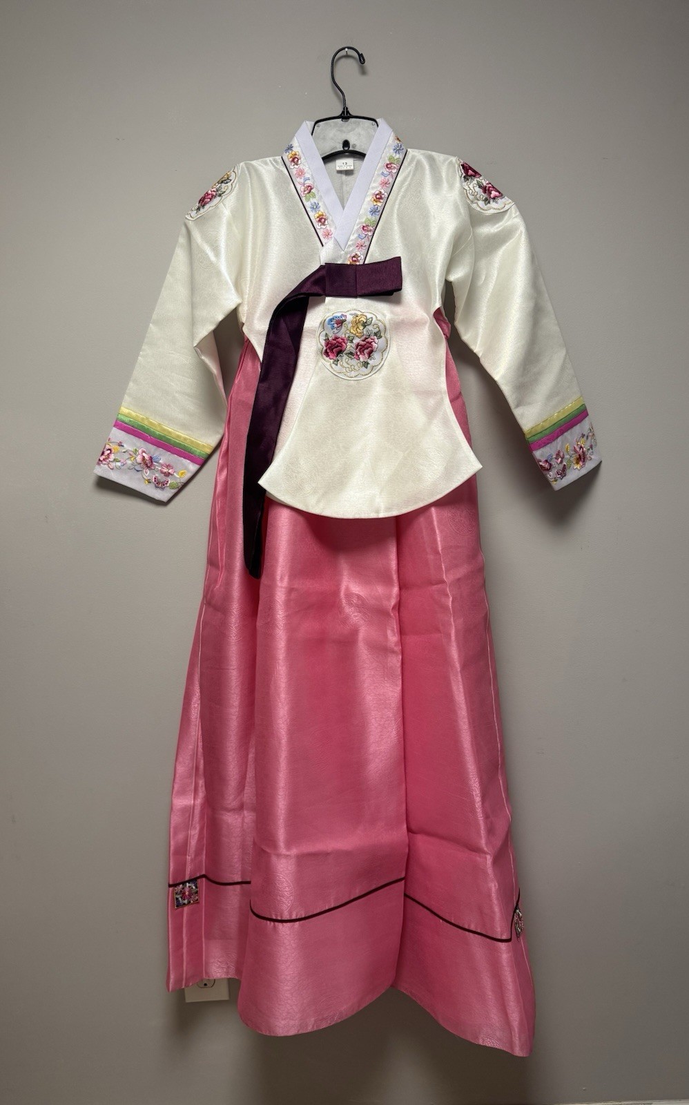 NEW Korean Traditional Hanbok Dress Jeogori Girl’s 13 White Pink Made in Korea