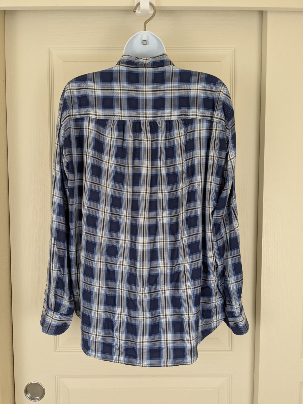 Madewell Button Up Plaid Shirt Size S Blue Long Sleeve Viscose Lightweight