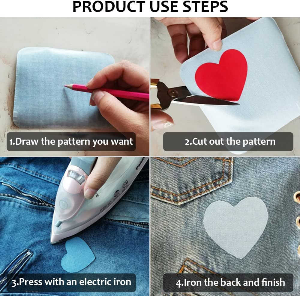 20 Premium Iron-On Denim Patches for Jeans Repair, 4 Shades of Blue (4.3 X 2.9″)