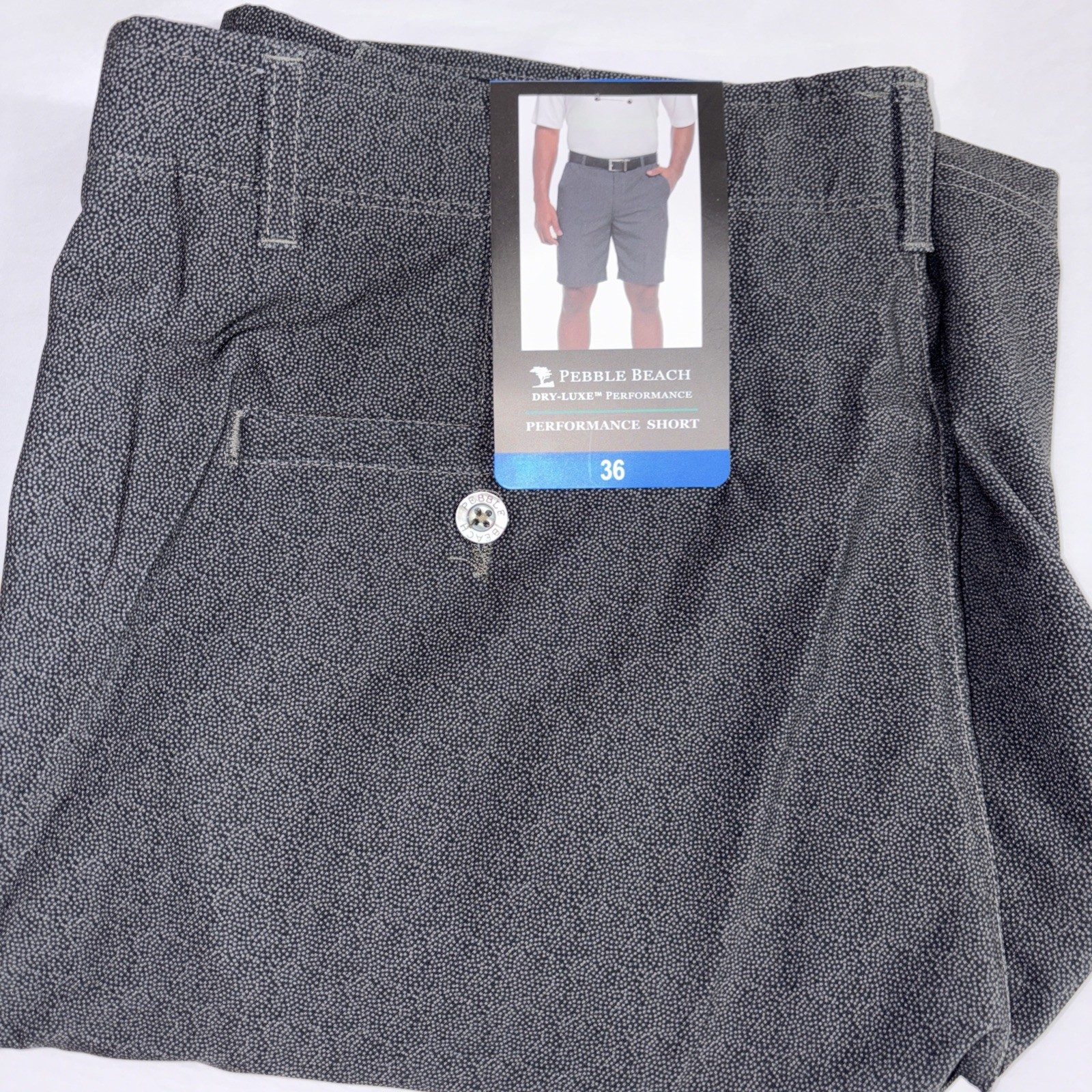 NEW Men’s Pebble Beach Dry-Luxe Black Performance Golf Shorts Size 36