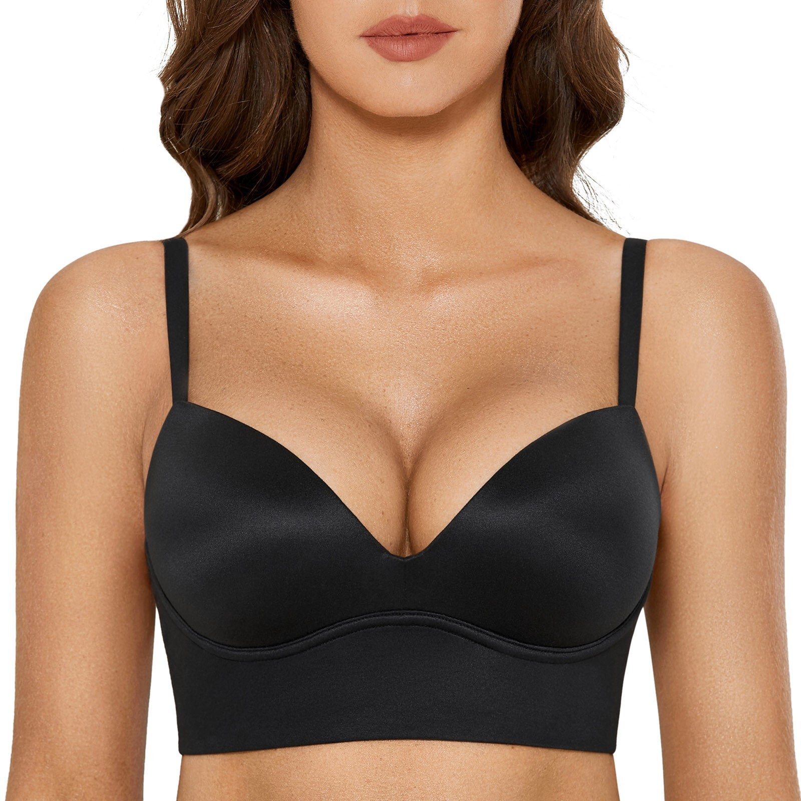 DOBREVA Women’s Push Up Wireless Bra Padded T Shirt Bras No Underwire Plunge/ 8