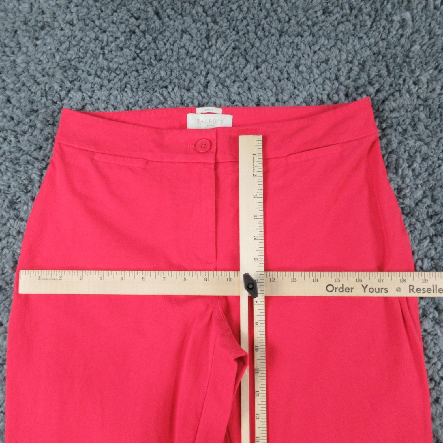 Talbots Pants Womens 6 Pink Capri Curvy Twill Flat Front Zip Button Hem 30×25.5*
