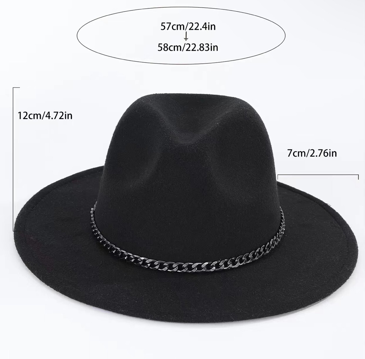 Wide Brim Wool Felt Panama-Adult Cap Hat Casual Jazz Cap for Men Women