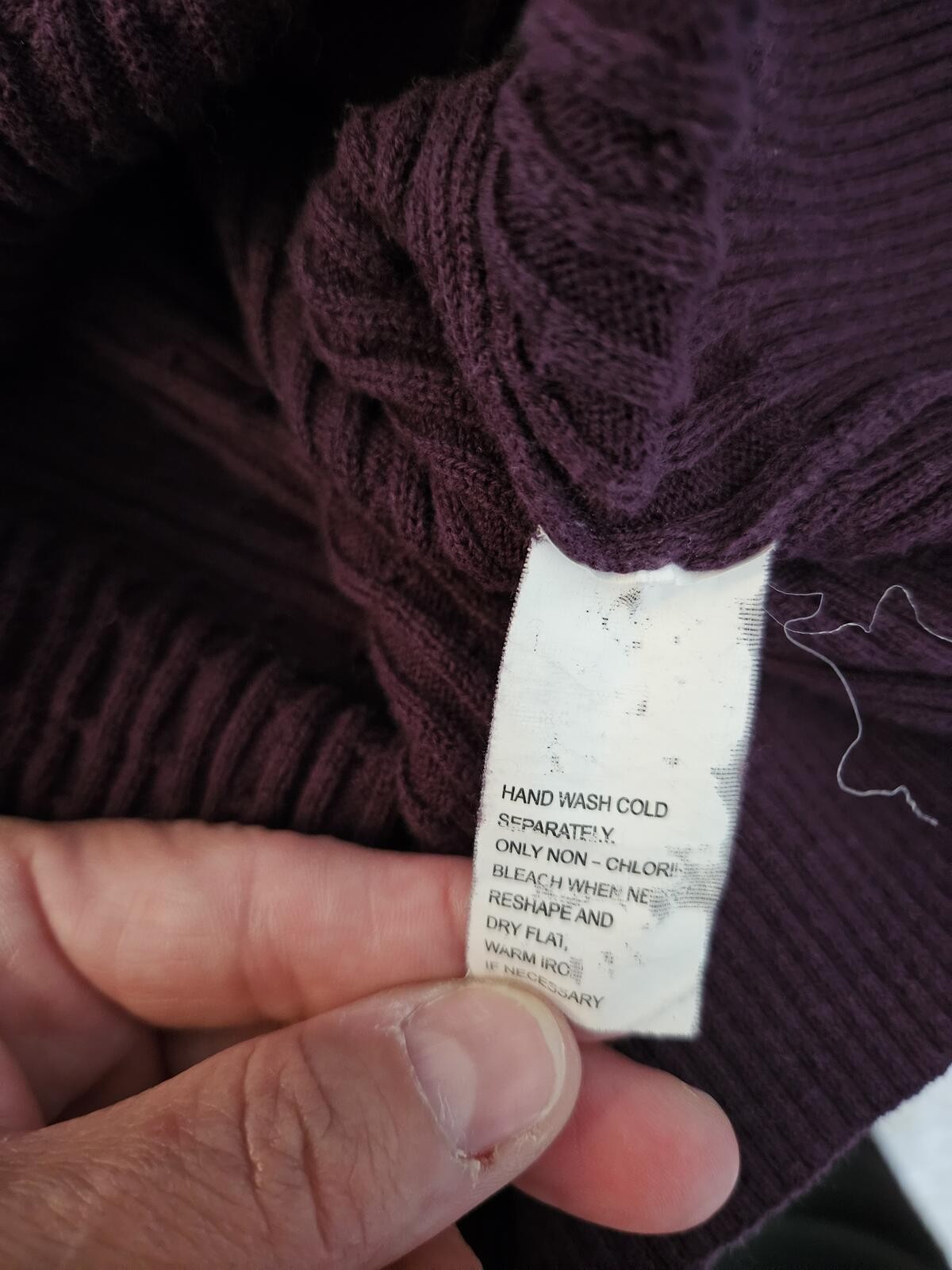 Jeanne Pierre Purple Cable Knit Cotton Sweater with Shoulder Zipper, Medium