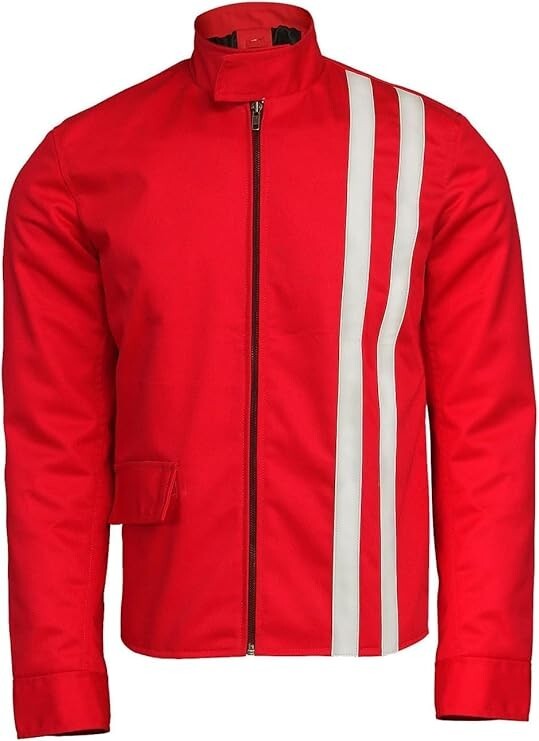 Mens Speedway Motorcycle Racing Elvis Presley White Stripes Biker Cotton Jacket