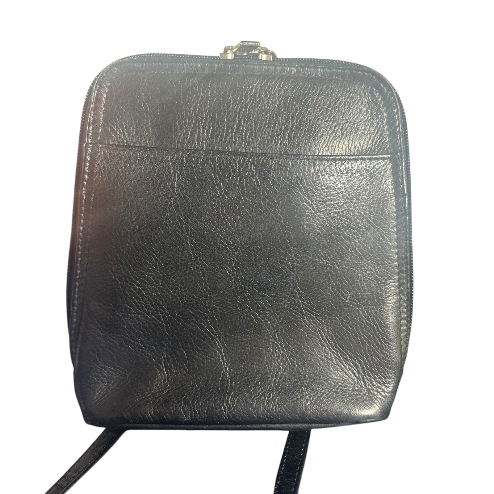 Le Donne Leather Black Crossbody Bag Minimalist Leather Sling Purse small
