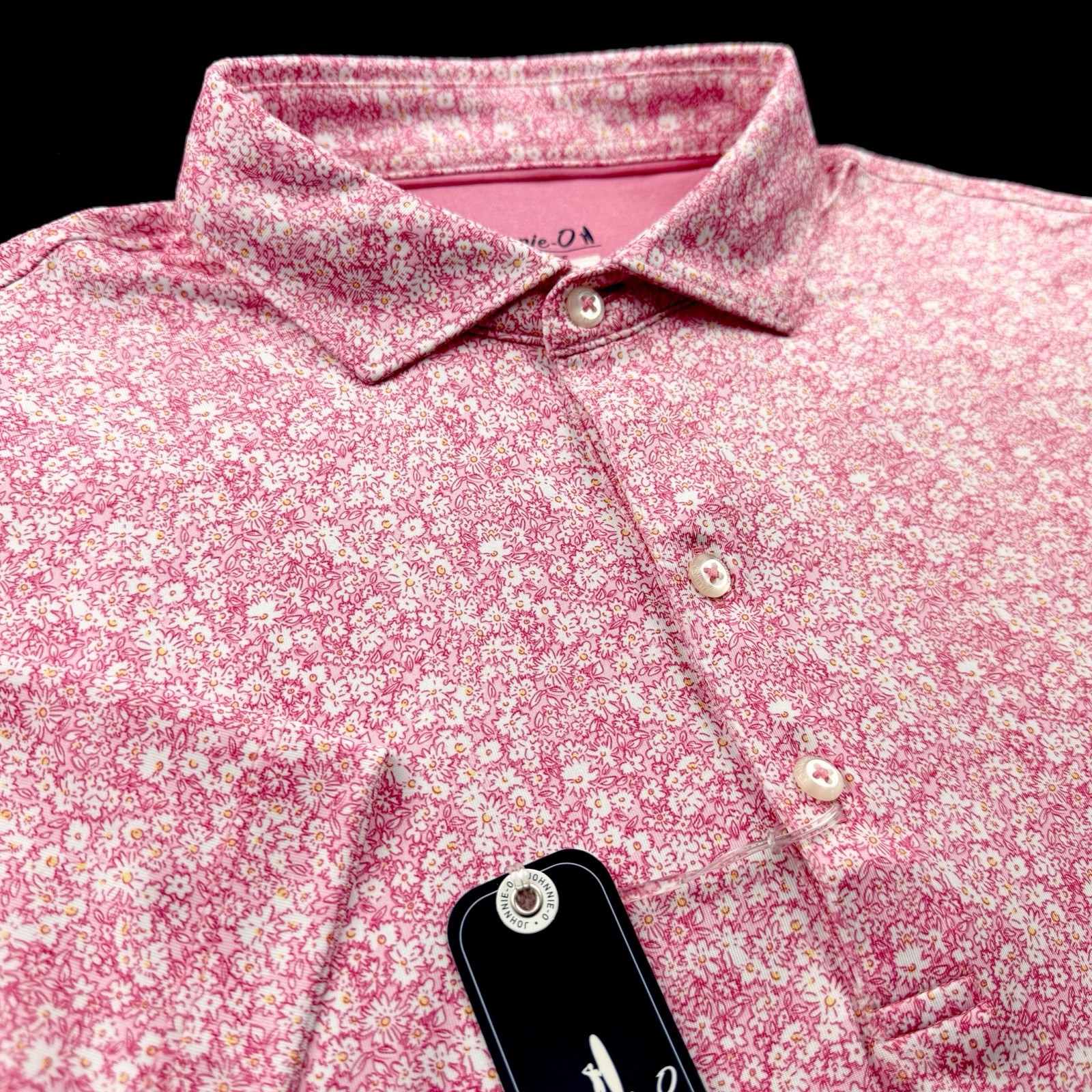Johnnie O Performance Golf Floral Wildflower Print Polo Shirt Red Medium