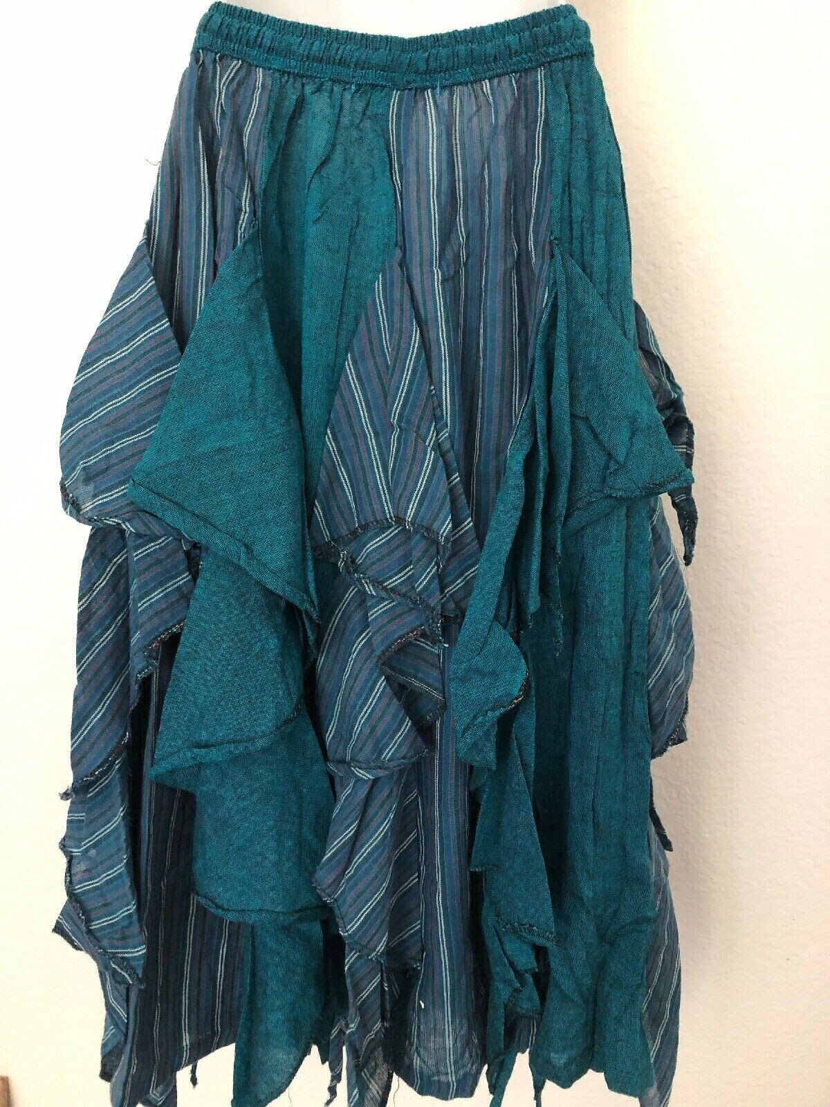 Gypsy Patchwork Hippie Bohemian Festival Cotton Skirt Dress Handmade Nepal S37 T