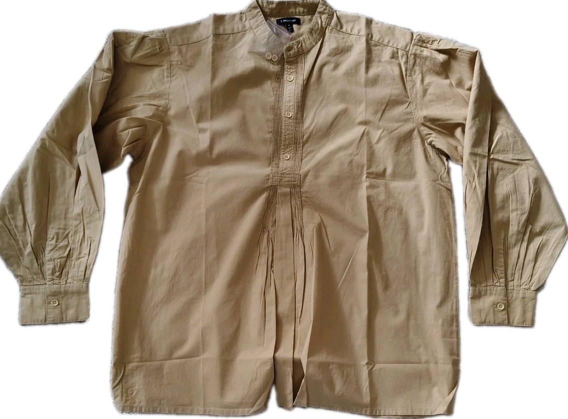 J. Peterman Octavia Mountain Shirt Men’s Size M Pintuck Mandarin Collar…