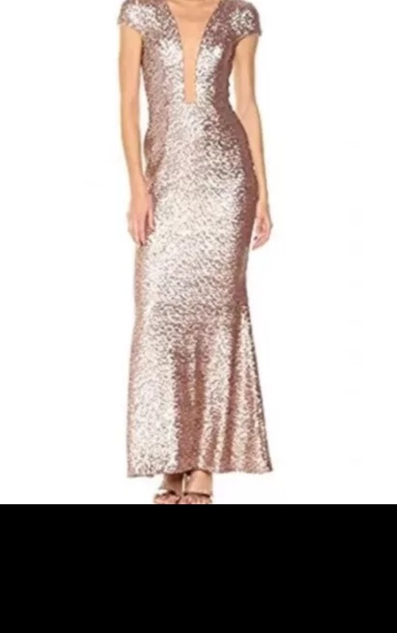 NEW! Dress The Population Michelle Sequin Gown Dress Anthropologie L Made In US