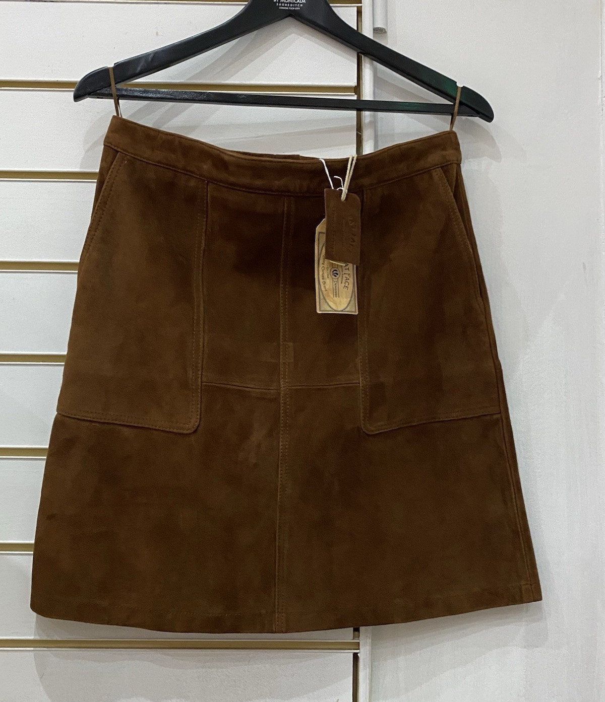 Fat Face Women’s Brown Suede A-Line Short Skirt Lined Zip Closure Size 10
