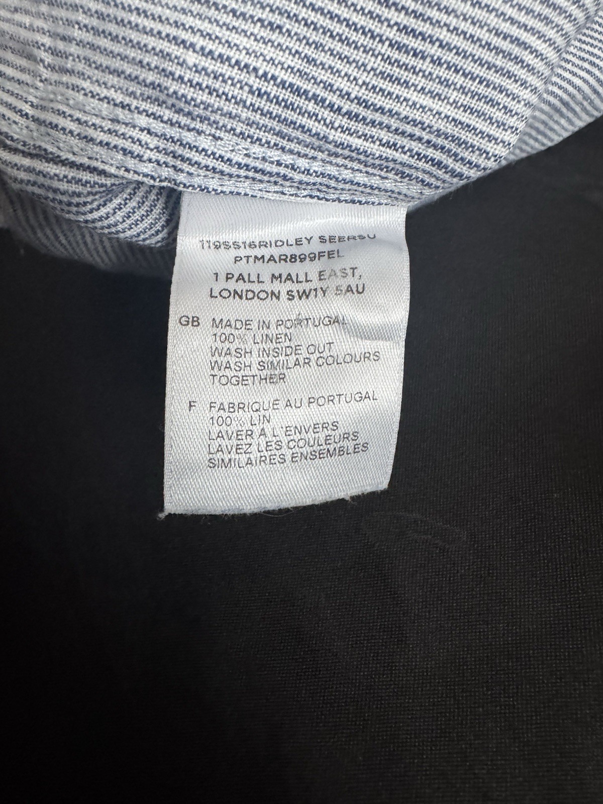 Orlebar Brown size XL long sleeve linen top polo blue stripes Portugal
