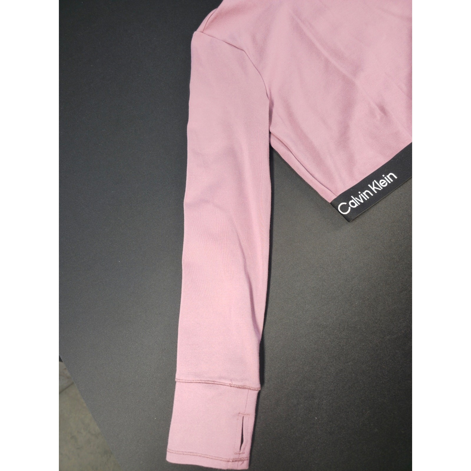 Calvin Klein Performance Womens Large Cropped Quarter Zip Pullover Mauve Stretch