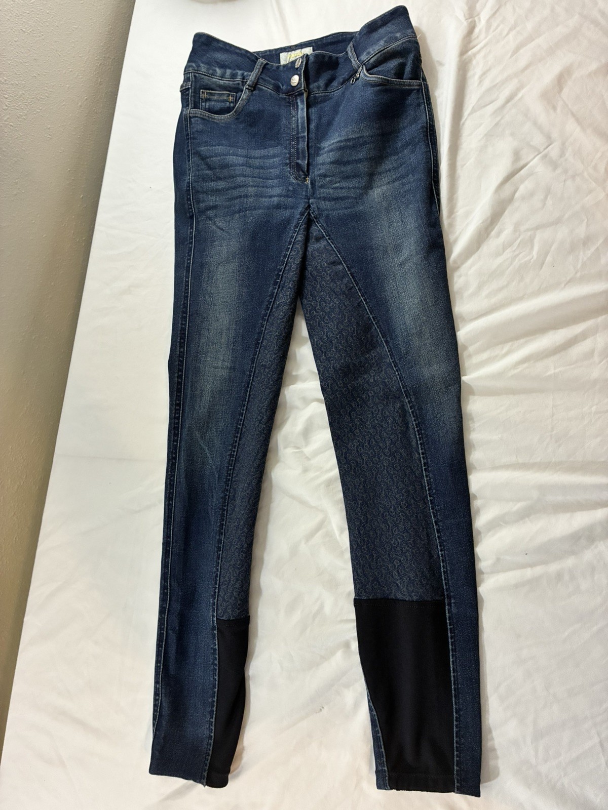 Horze Kaia Women’s High Waist Denim Silicone Full Seat Breeches equestrian sz 26