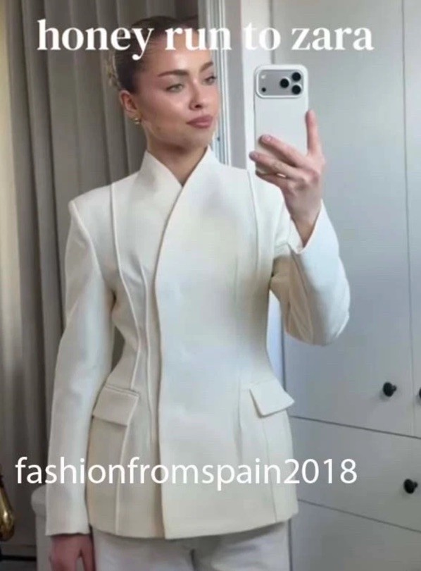 ZARA SS26 NEW WOMAN TAILORED BLAZER ZW COLL JACKET ECRU M-XL 3736/045/712 NWT