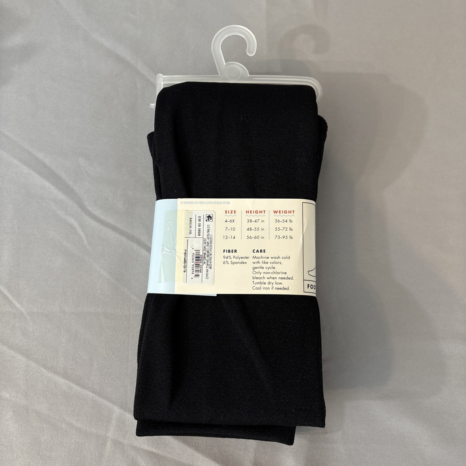 Cat & Jack Girls Fleece Lined Footless Leggings Black, Size 4-6X, 1 Pair, NEW