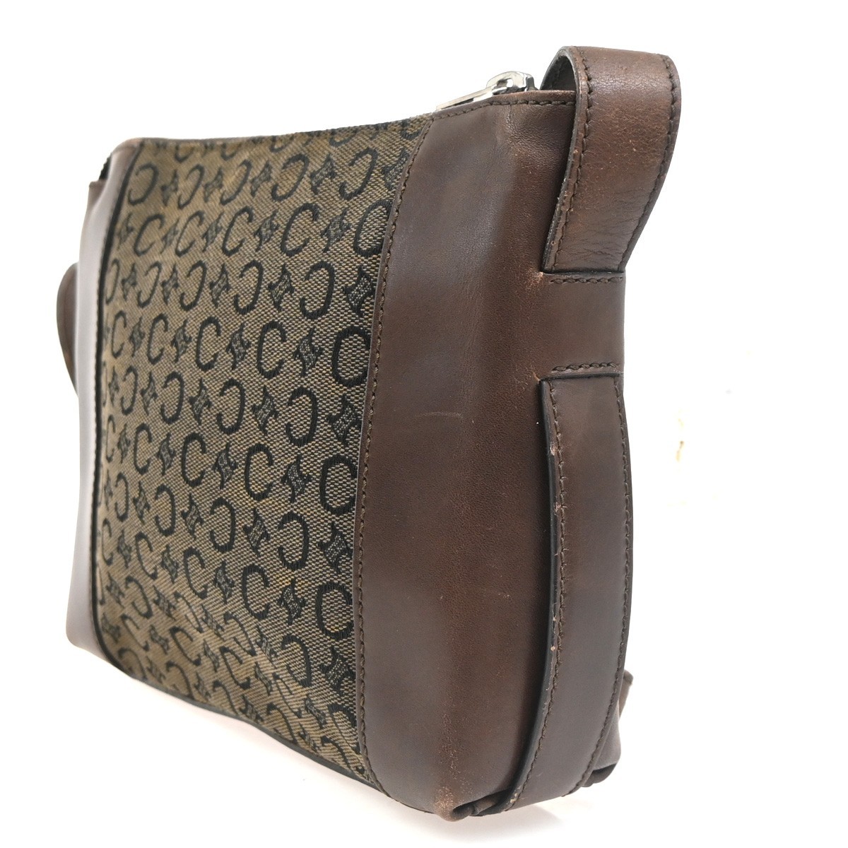 CELINE C Macadam Shoulder Crossbody Bag Canvas Leather Brown SHW Italy 67MA138