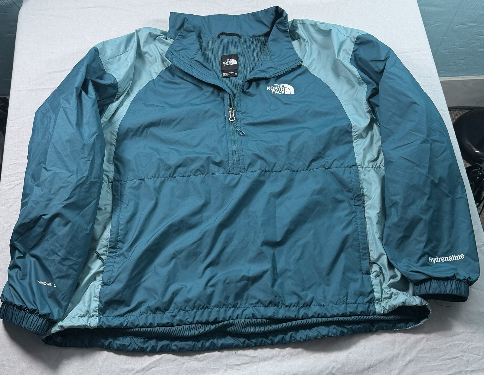 The North Face Womens Lightweight 1/2 Zip Windbreaker Jacket Blue Colorblock XXL