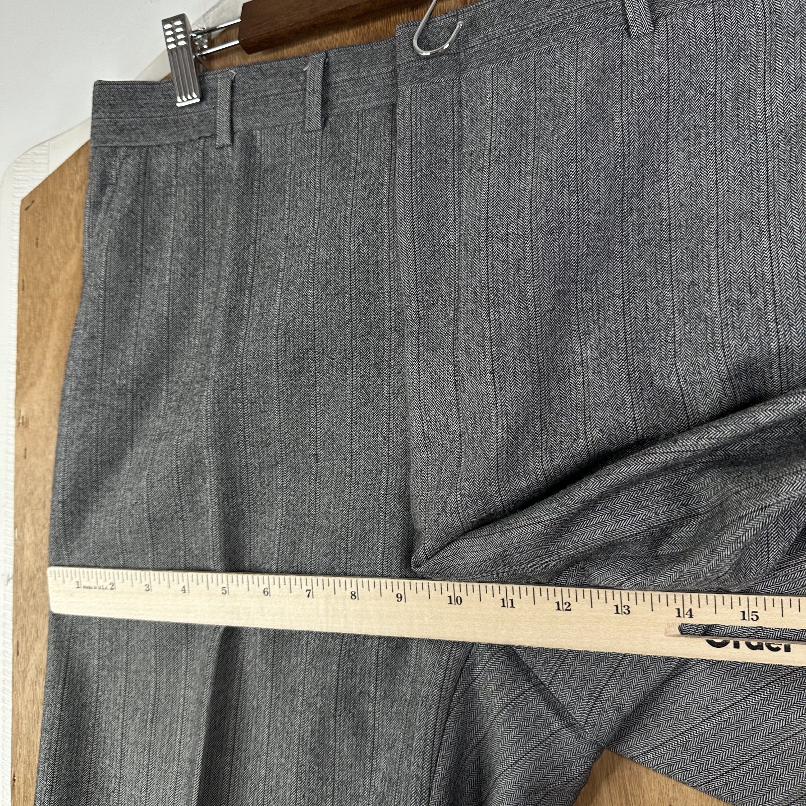 VTG Hart Schaffner Marx Suit Mens 40L Gray Pinstripe 2 Button Wool 34×32 Tweed