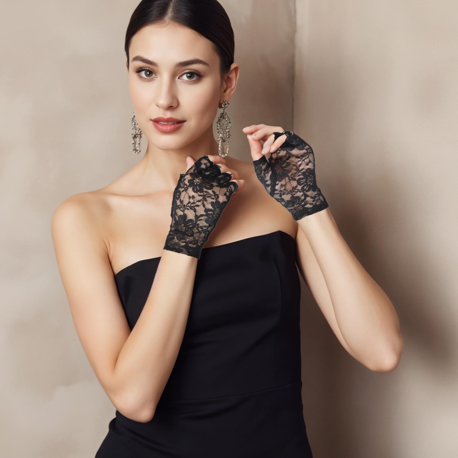 oruola 2pairs Lace 18.5X8.5 cm/7.28X3.35 in,17X8.5 cm/6.69X3.35 in, Black