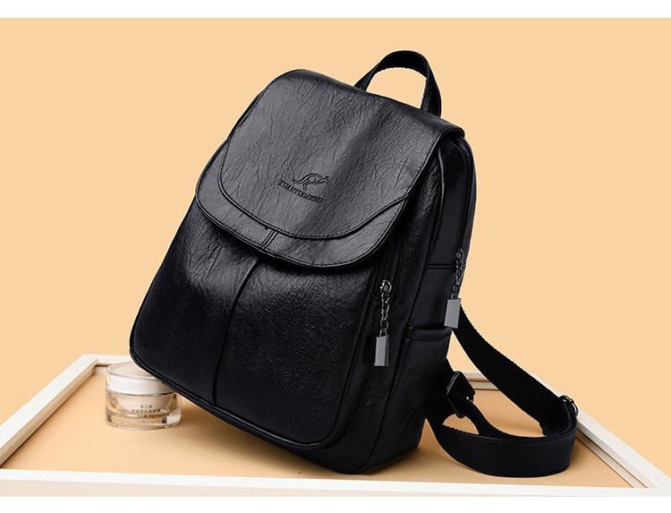 Black Luxury Women Genuine Leather Backpack Fashion Designer Female Soft Cow