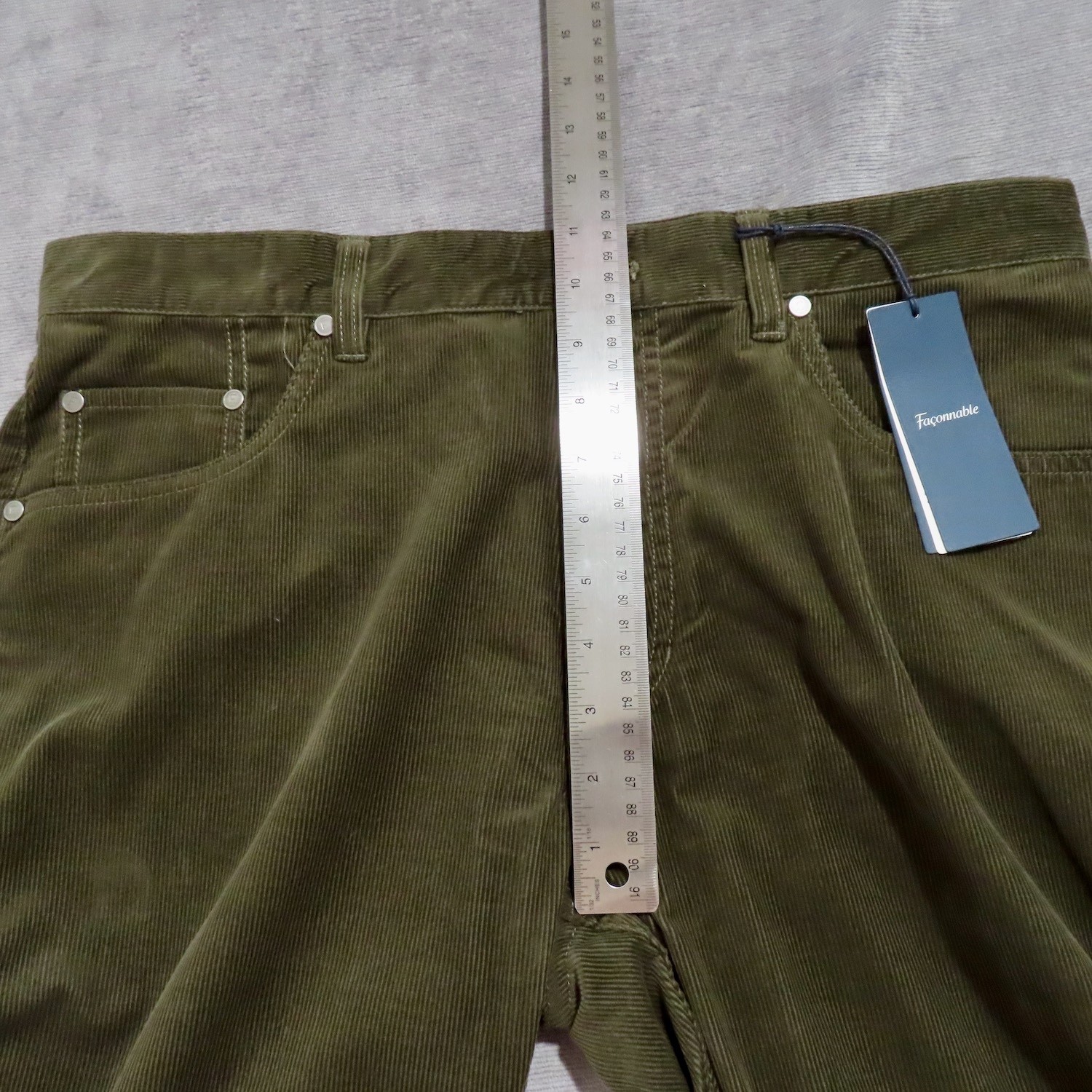 Mens Faconnable 5 Pocket Pants 36R Green Corduroy Cotton Straight Leg 36×33.5