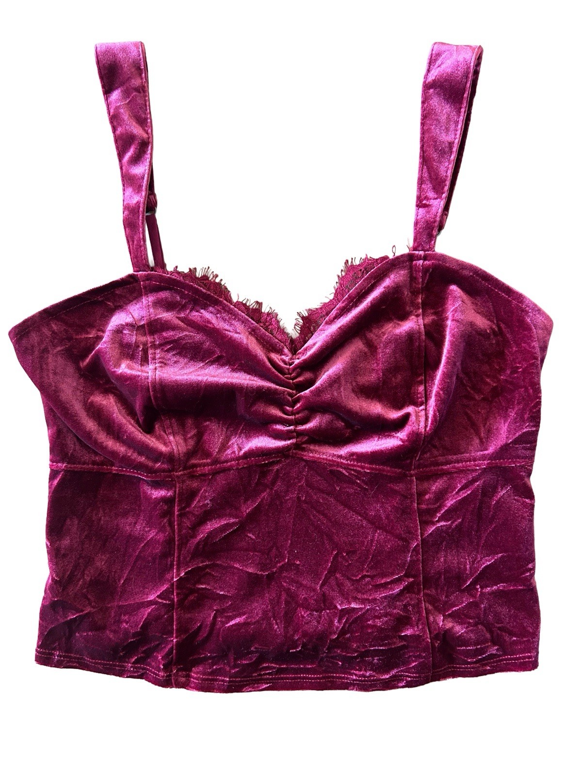 ABERCROMBIE & FITCH Cranberry Wine Whimsigoth Vampy Velour Crop Tank Medium