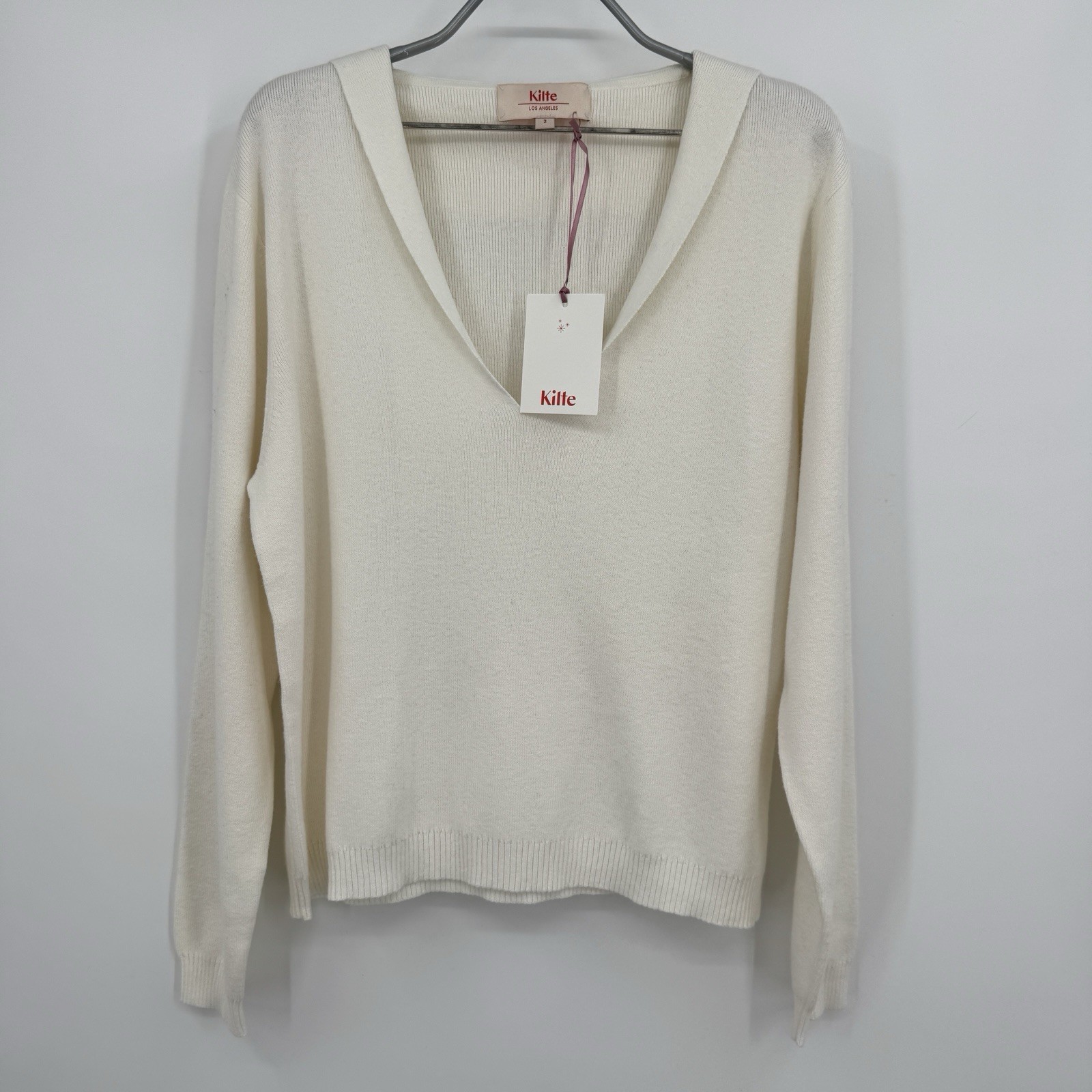 Kilte Collection Cotton-Cashmere Claire Sailor Pullover Sweater size L/XL Ivory