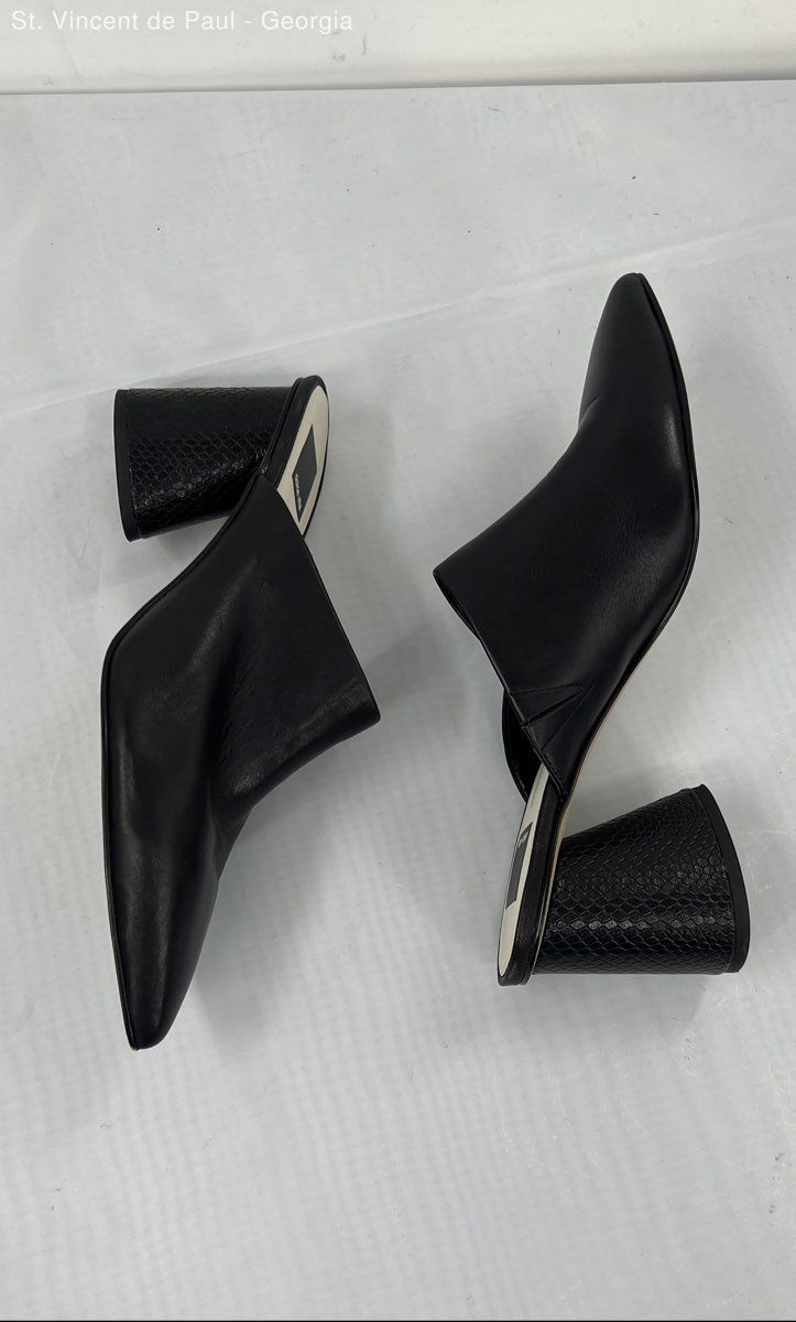 Dolce Vita Black Solid Leather Mule Block Heel Women’s Size 9.5