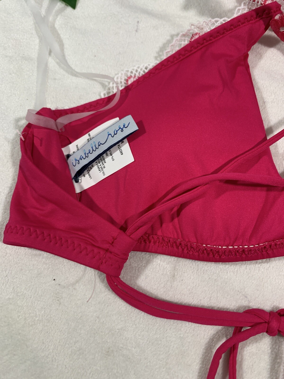 NEW $75 Isabella Rose [ Medium ] Trellis Halter Bikini Top Fuchsia Pink #P225