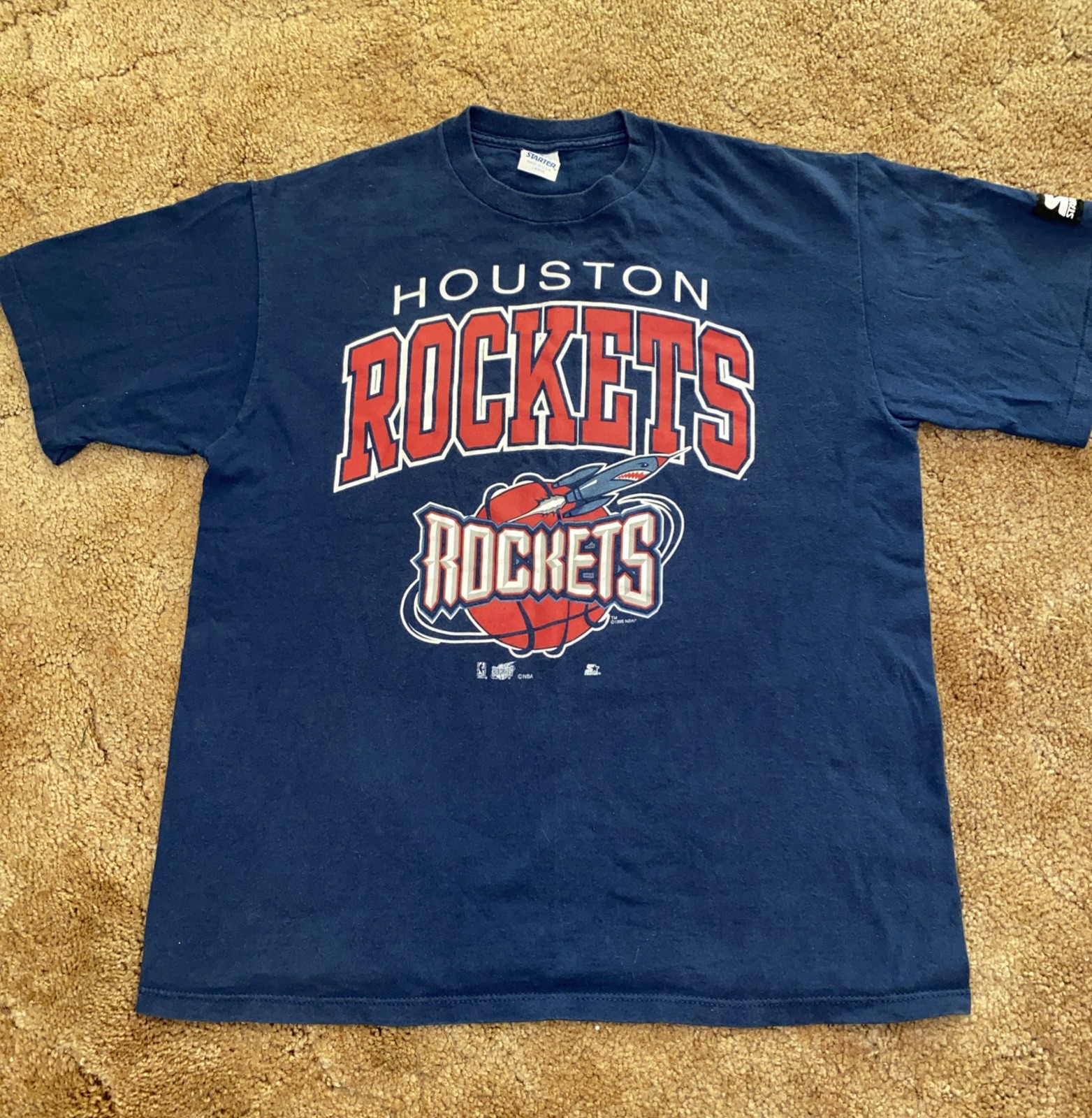 VTG Starter Houston Rockets 1995 Blue & Red Colorway Shirt Sz L