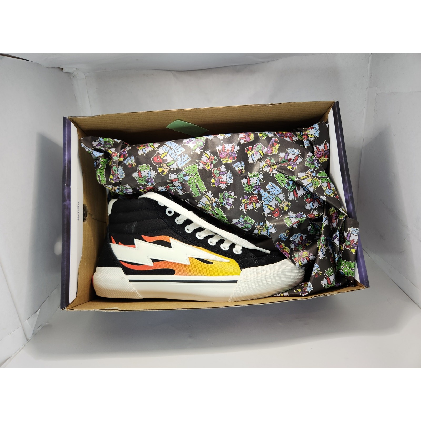 Revenge X Storm Vol. 2 Black Flame Sneakers – Size 5 Limited Edition Streetwear