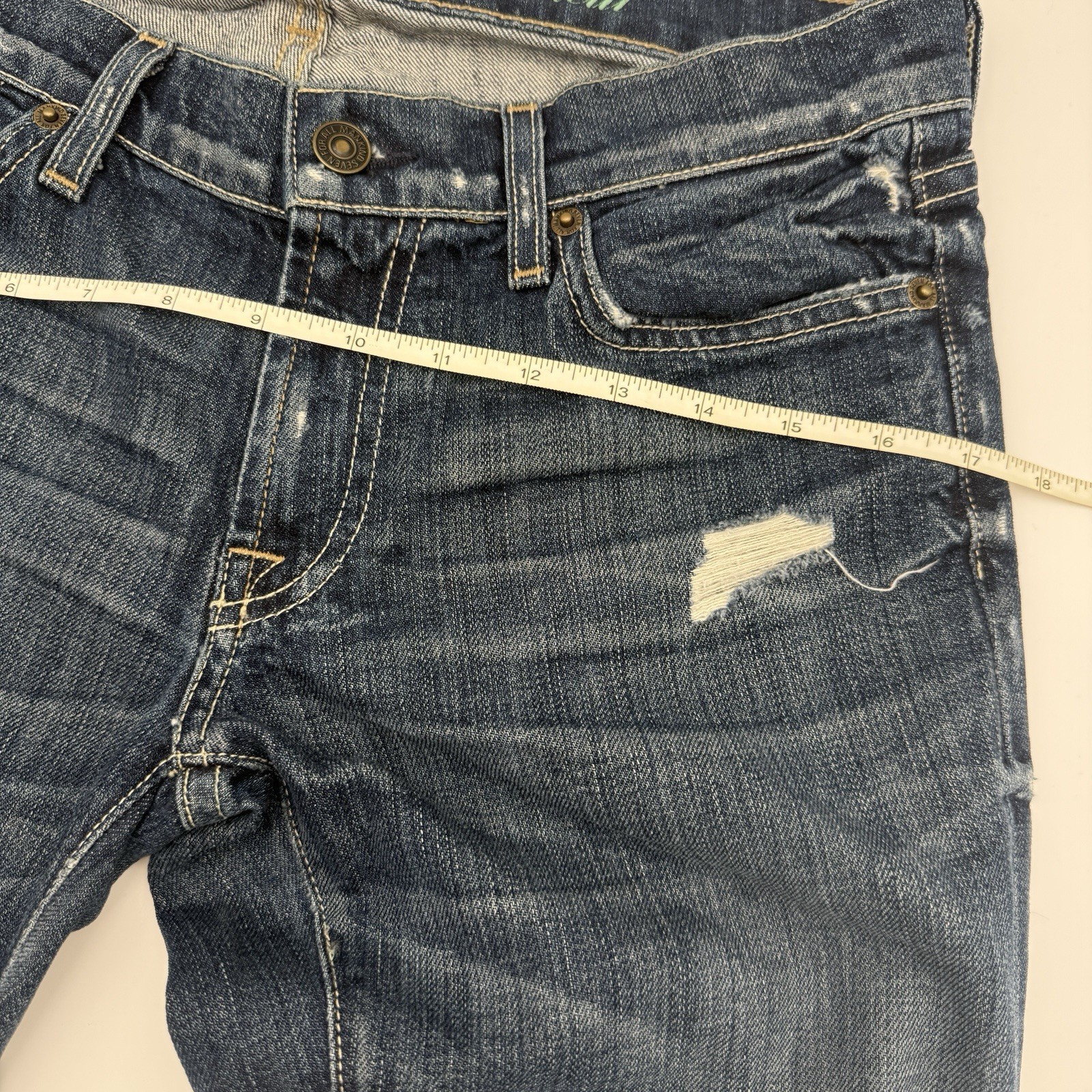 7 For All Mankind Bootcut Distressed Organic Cotton Jeans – Size 29 Low Rise