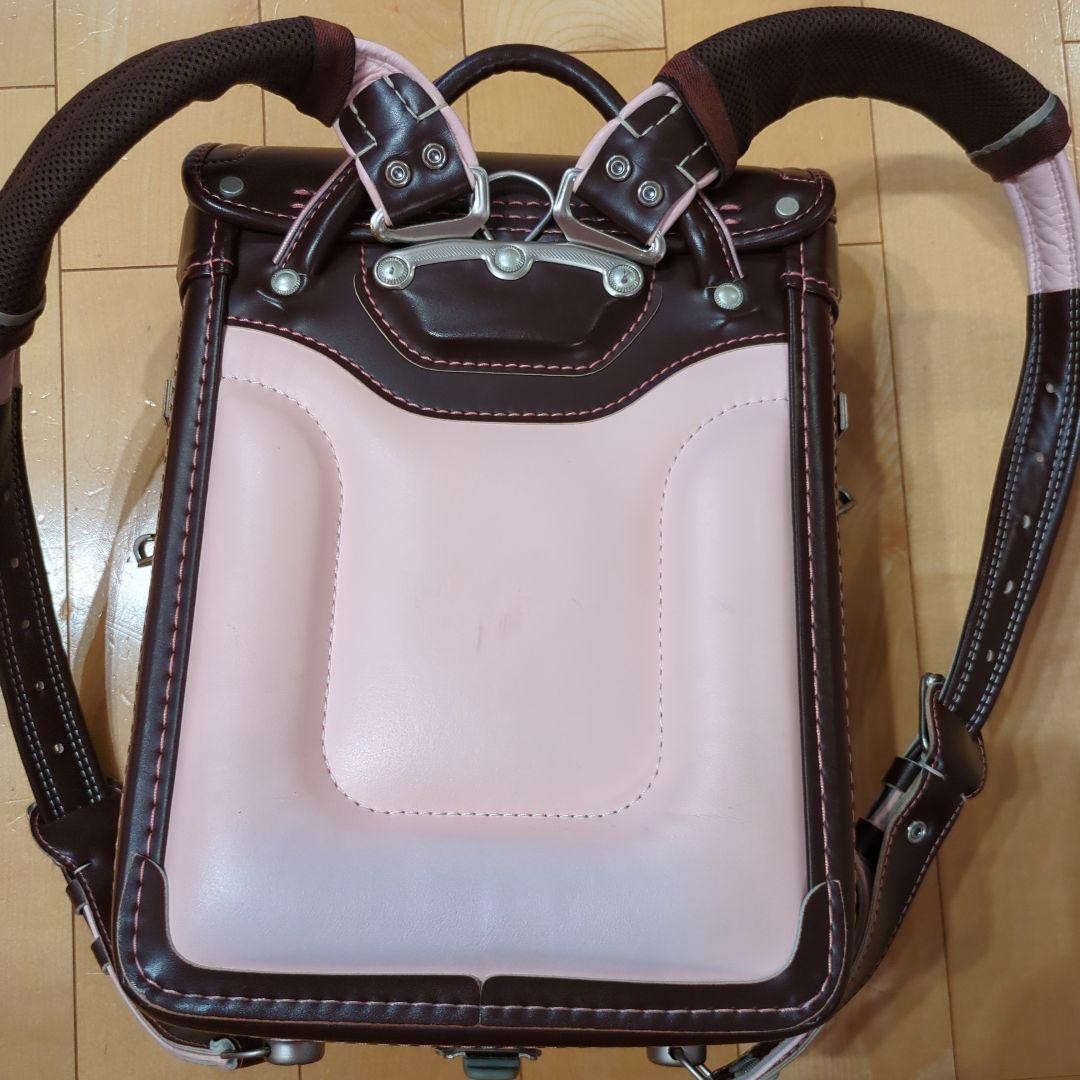 Japanese Randoseru (Backpack) School Bag 7424 Dark Brown with Heart Embroidery