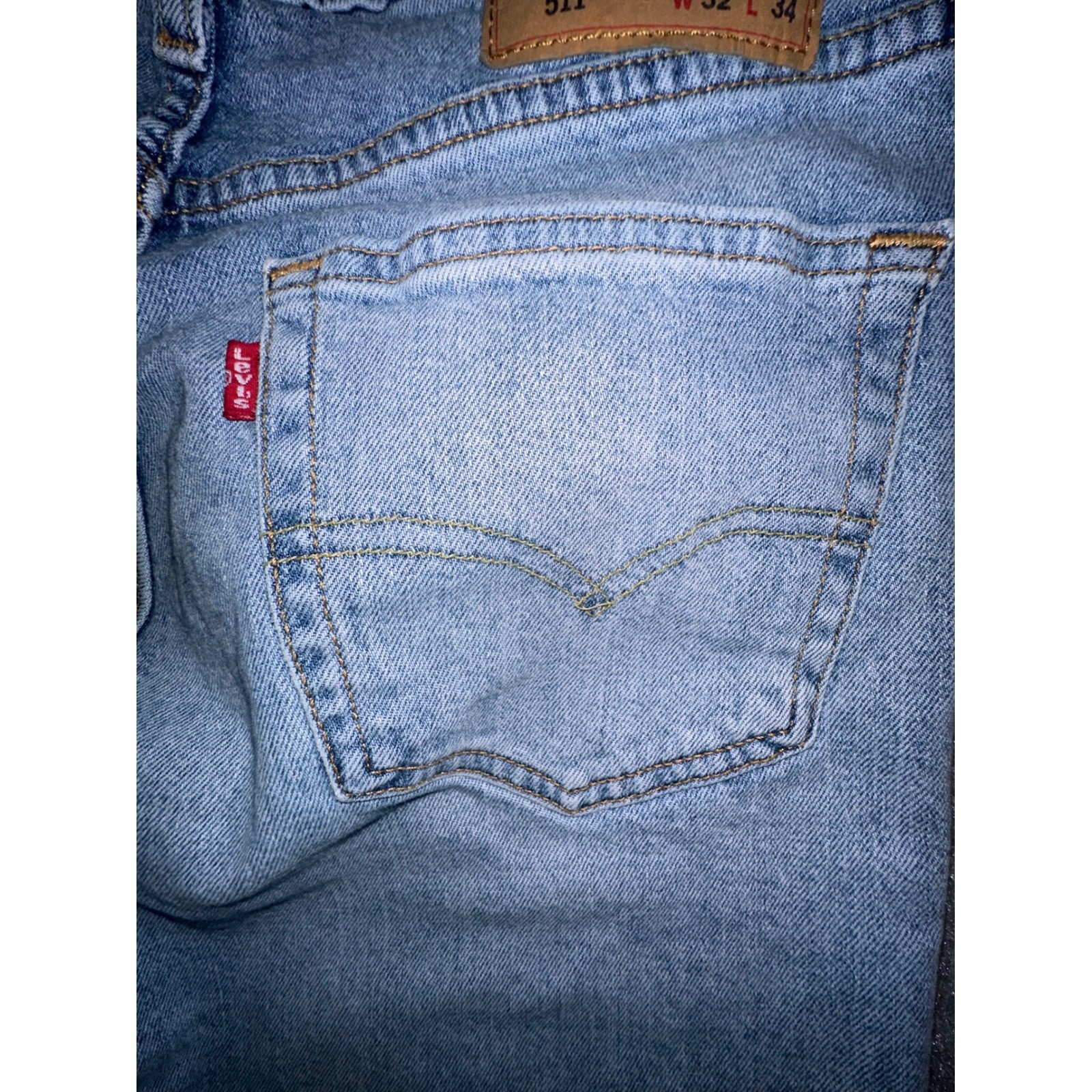Levis 511 Slim Fit Light Wash Denim Jeans Mens 32×34 Blue 04511-5272