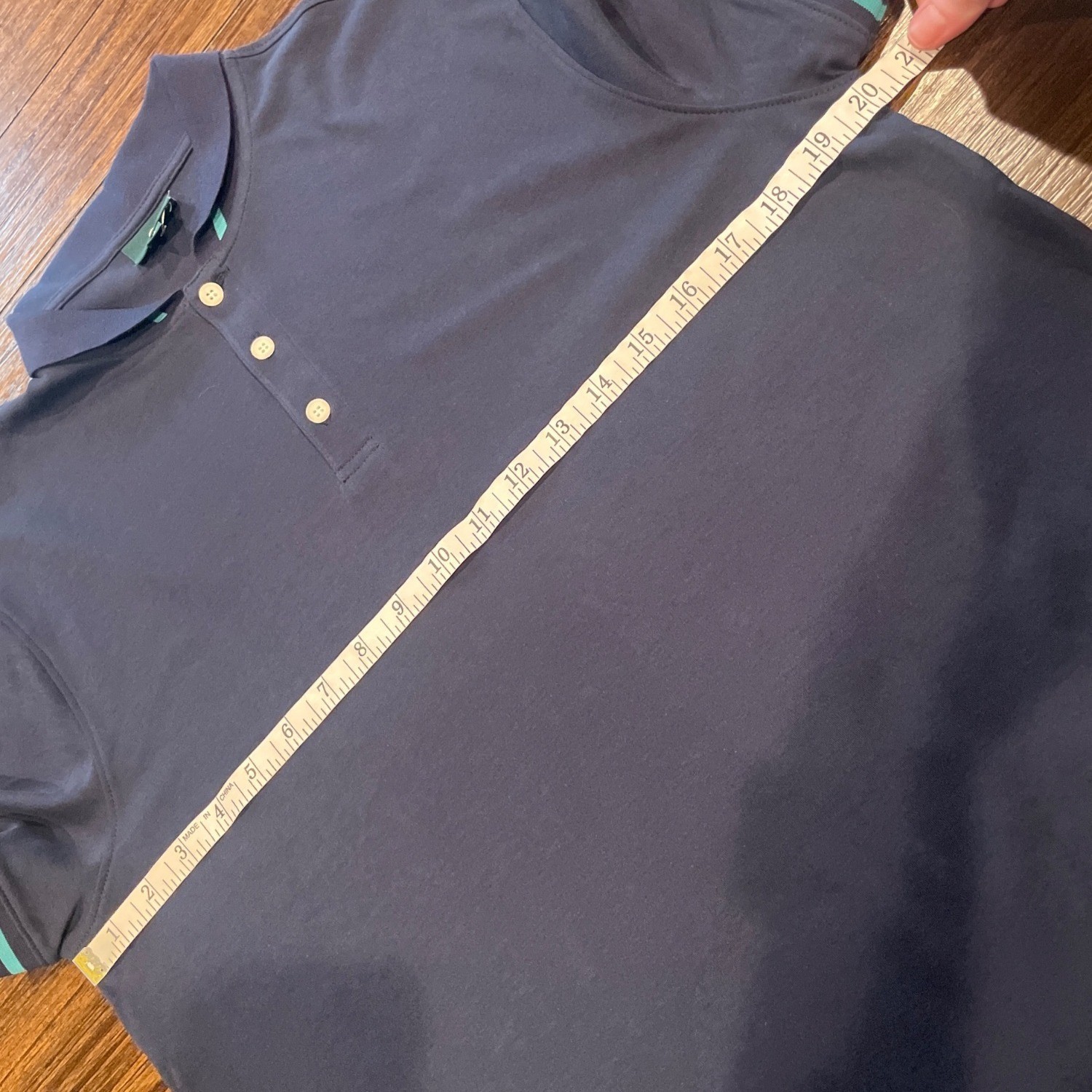 AG Green Label Polo Shirt Mens Medium Navy Teal Lightweight Preppy Casual Golf