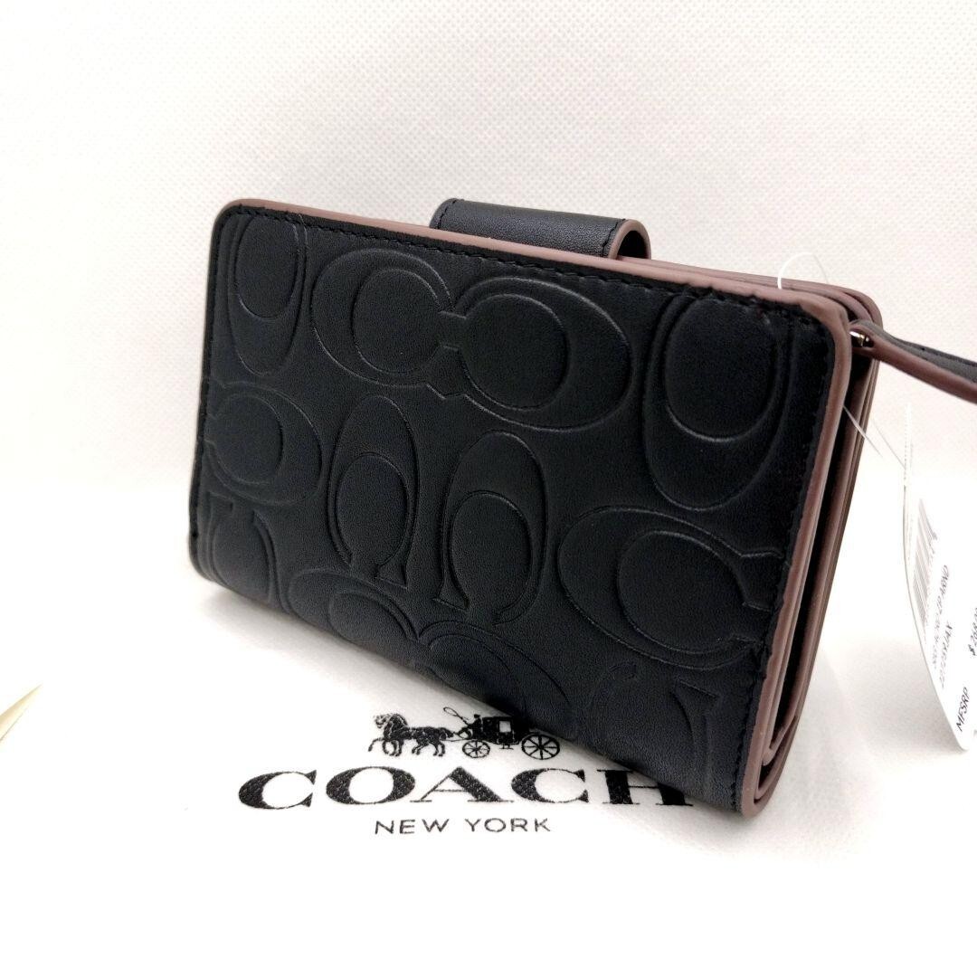 COACH Medium Corner Zip Wallet With Signature Black CM241 outlet F/S JP New