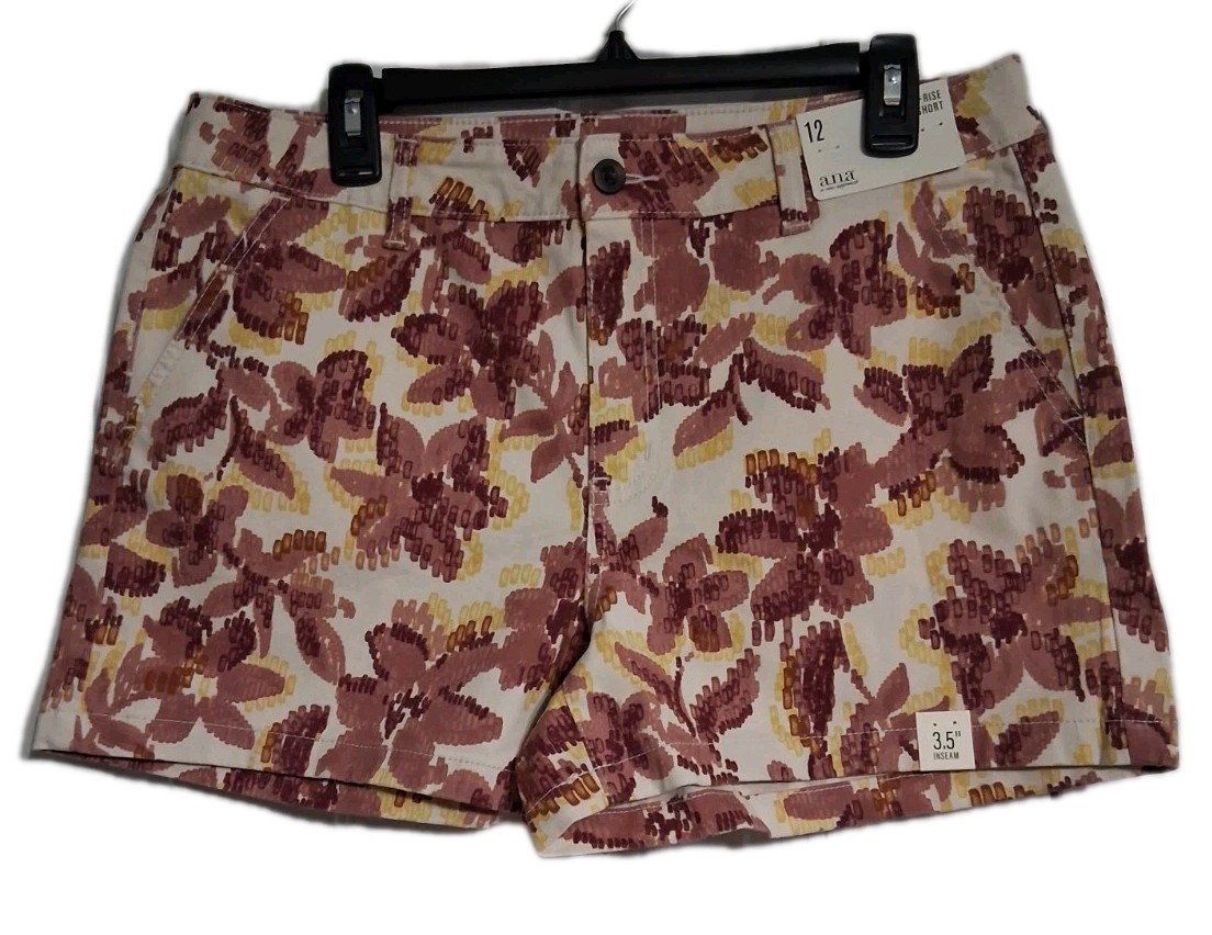 NWT Women’s a.n.a 3.5″ Midrise Shortie Shorts Size 18 Rose Floral