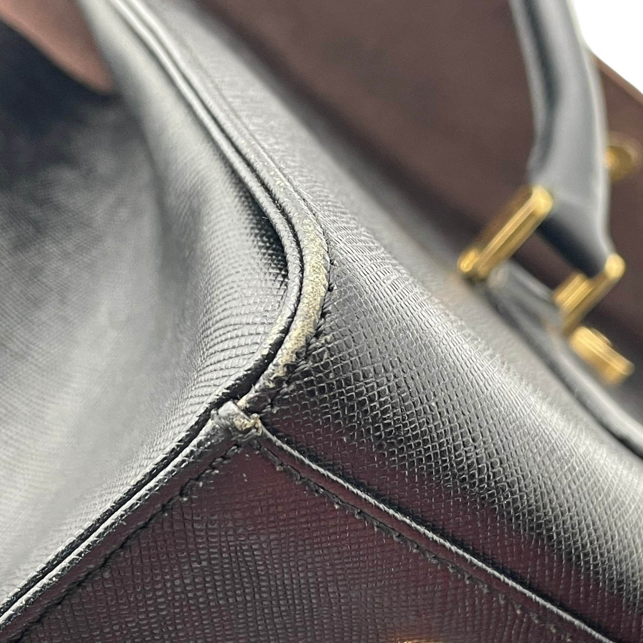 Authentic BURBERRY Saffiano Leather Flap Handbag Black Nova Check Vintage