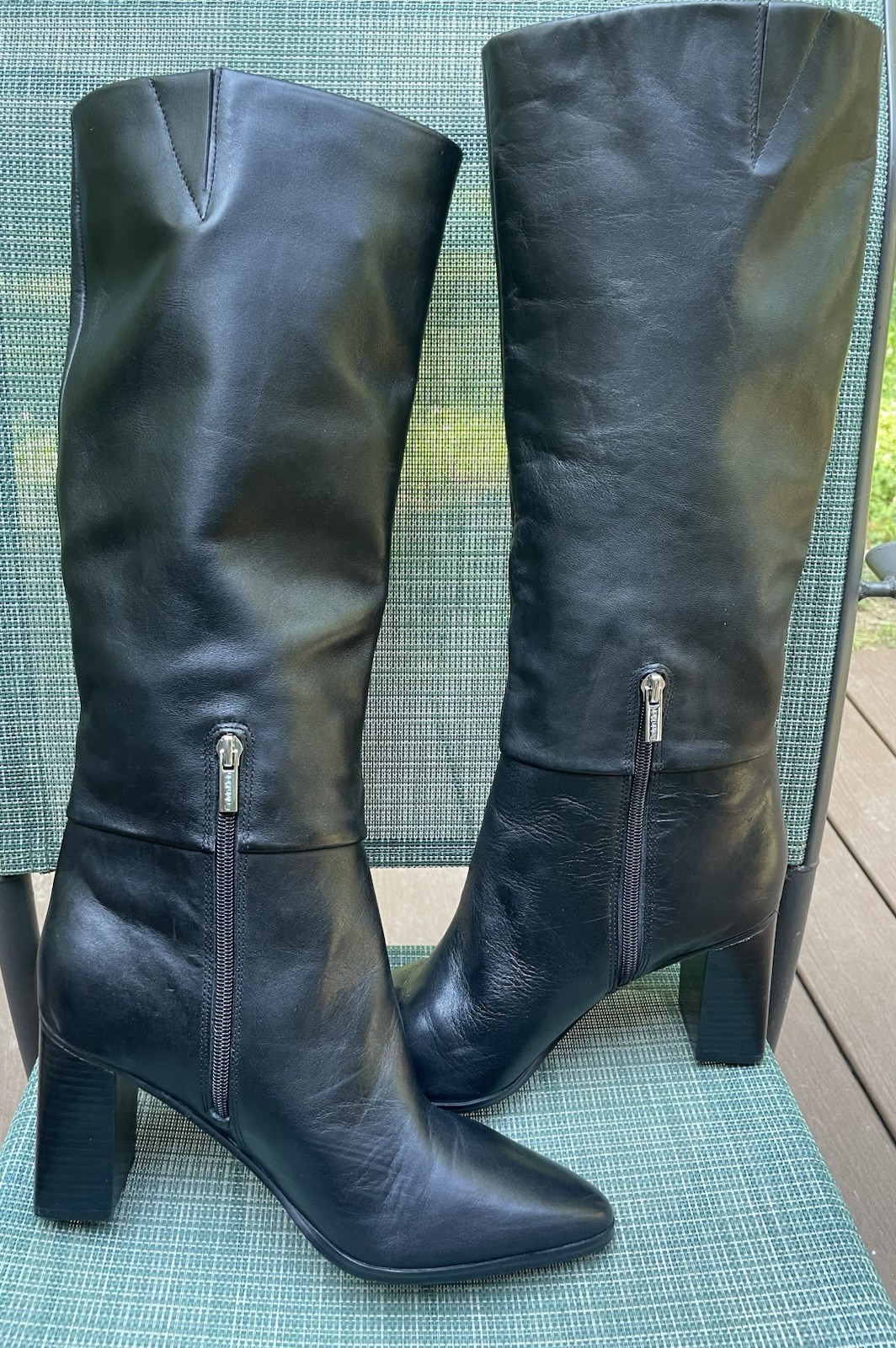 Calvin Klein Dawna Leather Tall Knee High Boots Women’s Size 7 M Black NEW