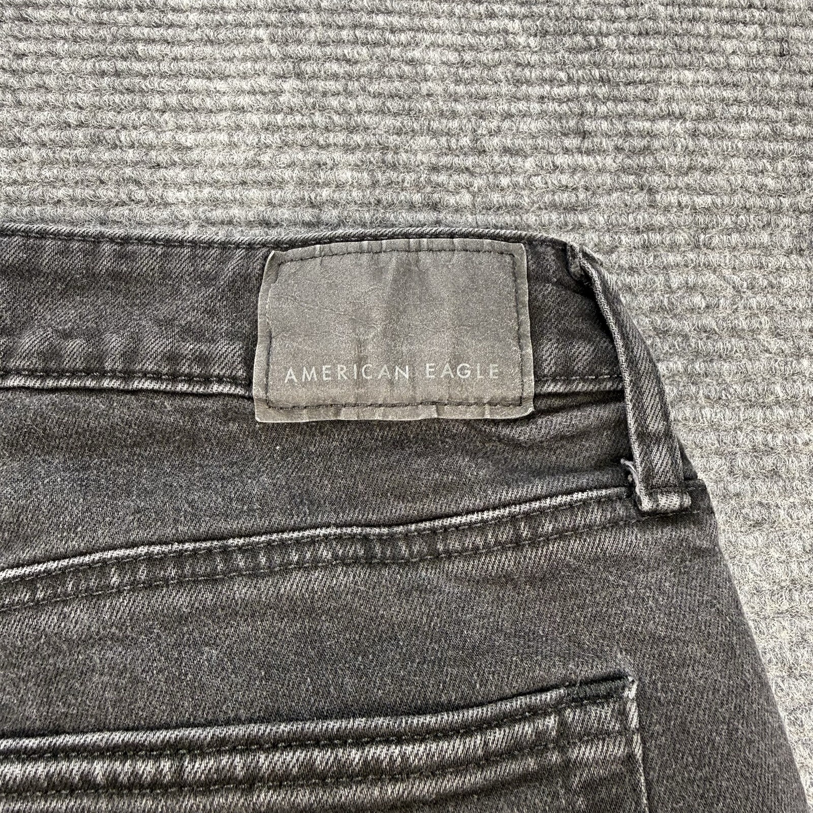 American Eagle AirFlex+ Athletic Skinny Jeans Men 36×32 Black Distressed Stretch