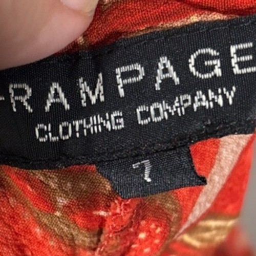 Rampage Vintage 90s Red Paisley Rayon Midi Dress Square Neck Ruffle Hem Fits XS