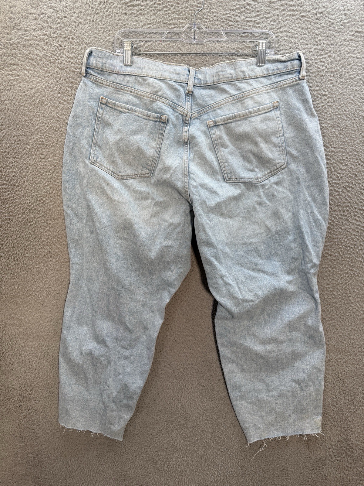 Old Navy Jeans Womens 20 Blue Curvy OG Straight Ankle High Rise Raw Hem Preppy