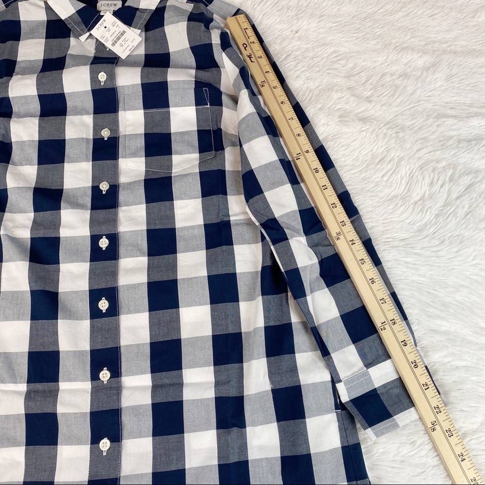 J Crew New Gingham plaid belted shirtdress long sleeve button up black white