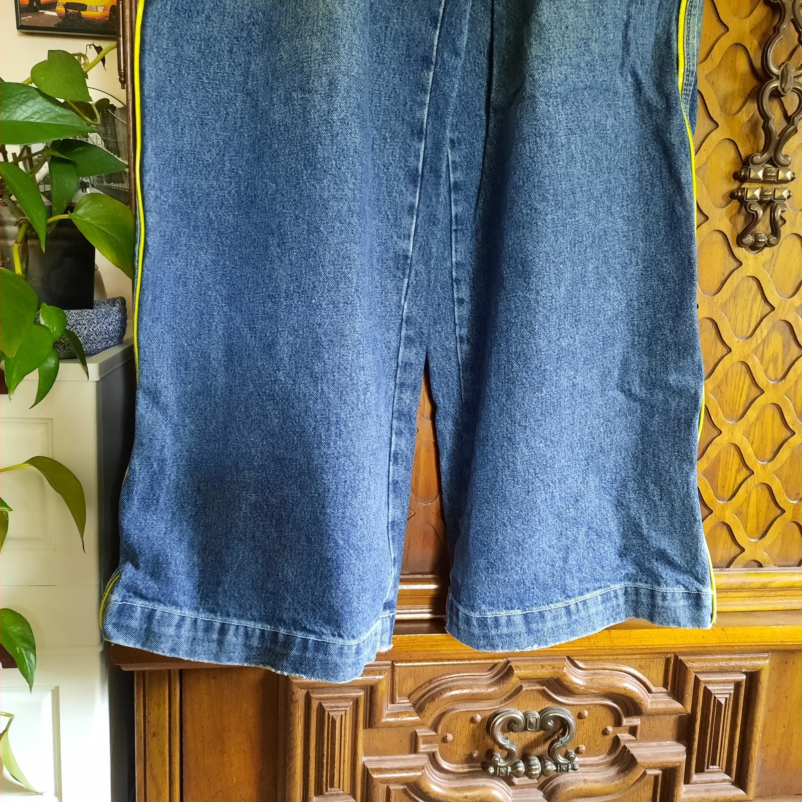 JNCO Vintage 90s NEON Green Stripe Skunk Skater Pipes Wide-Leg Jeans 32×30 Baggy