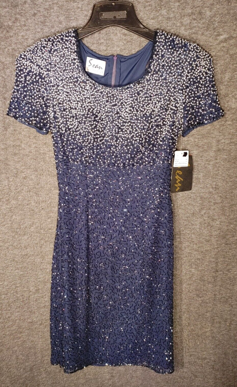 Sean Collection Vintage Blue Beaded Pearl Evening Gown Prom Dress Sz S NWT