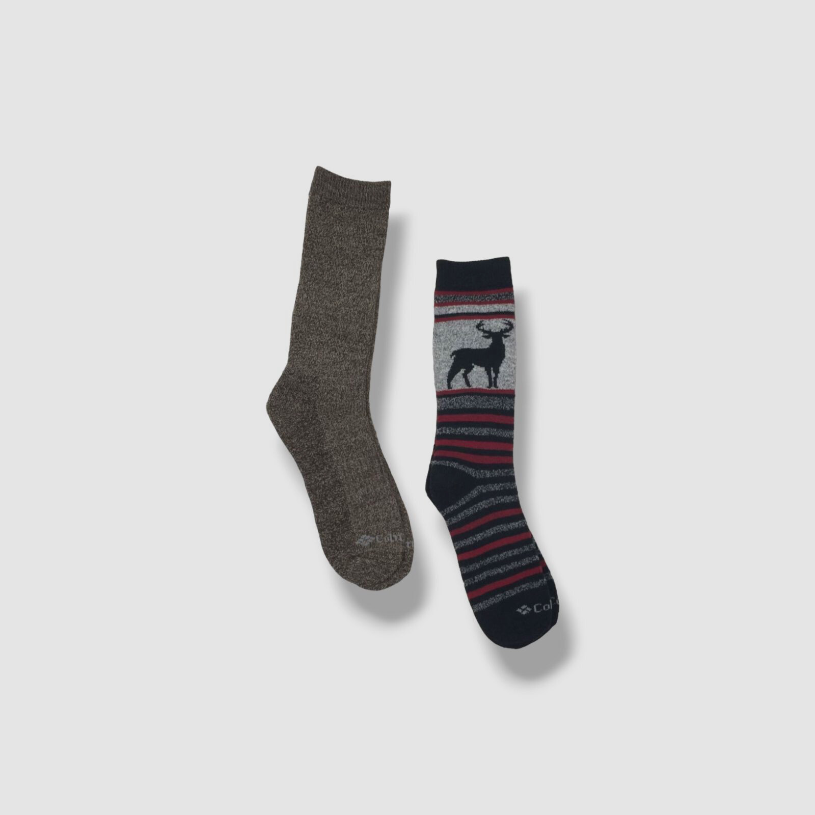 $19 Columbia Men’s 2 Pair Black Logo Marled Winter Boot Crew Socks Shoe 6-12