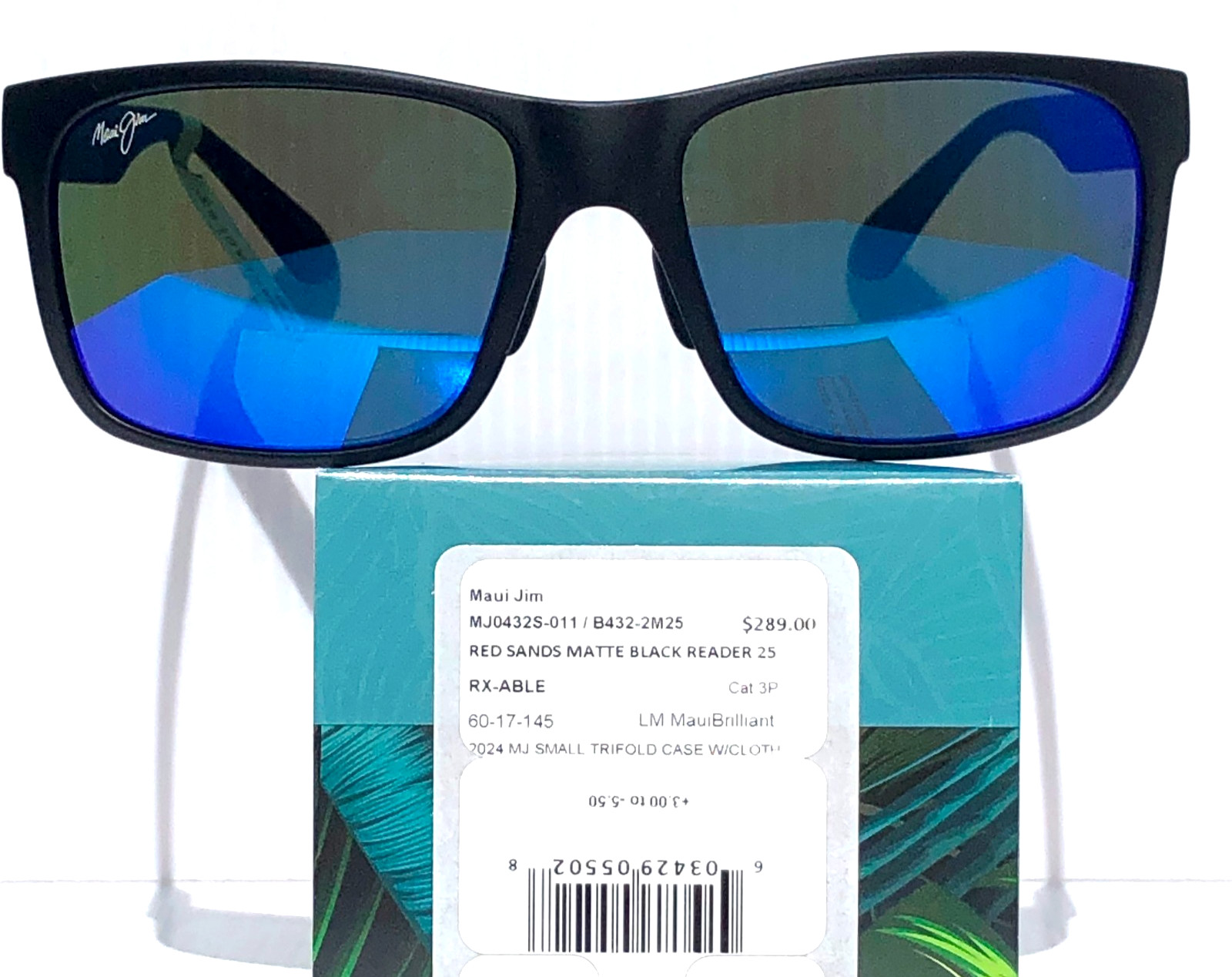 Maui Jim RED SANDS Matte Black POLARIZED Blue READERS +2.5 Sunglass B432-2M25
